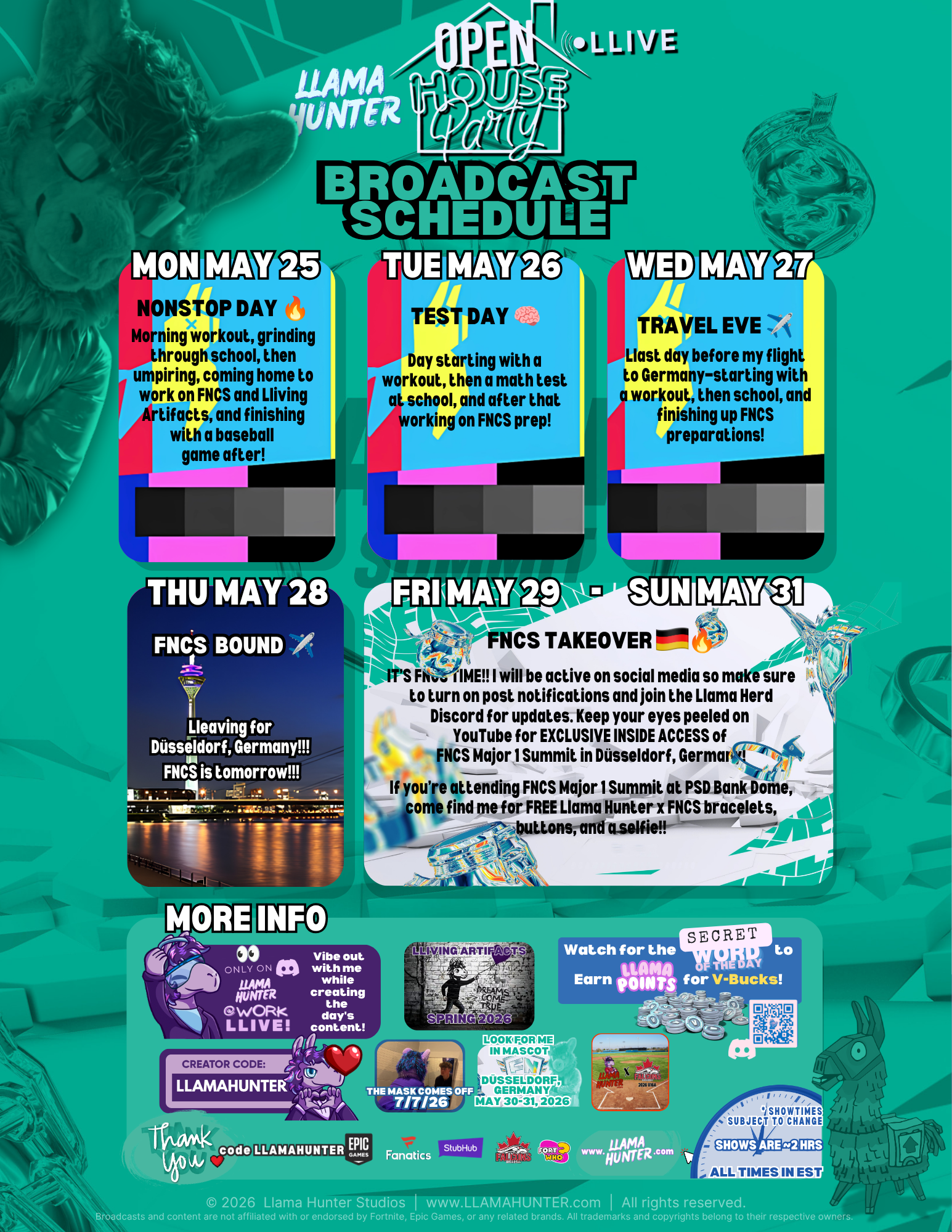 Open House Party LLive Broadcast Schedule